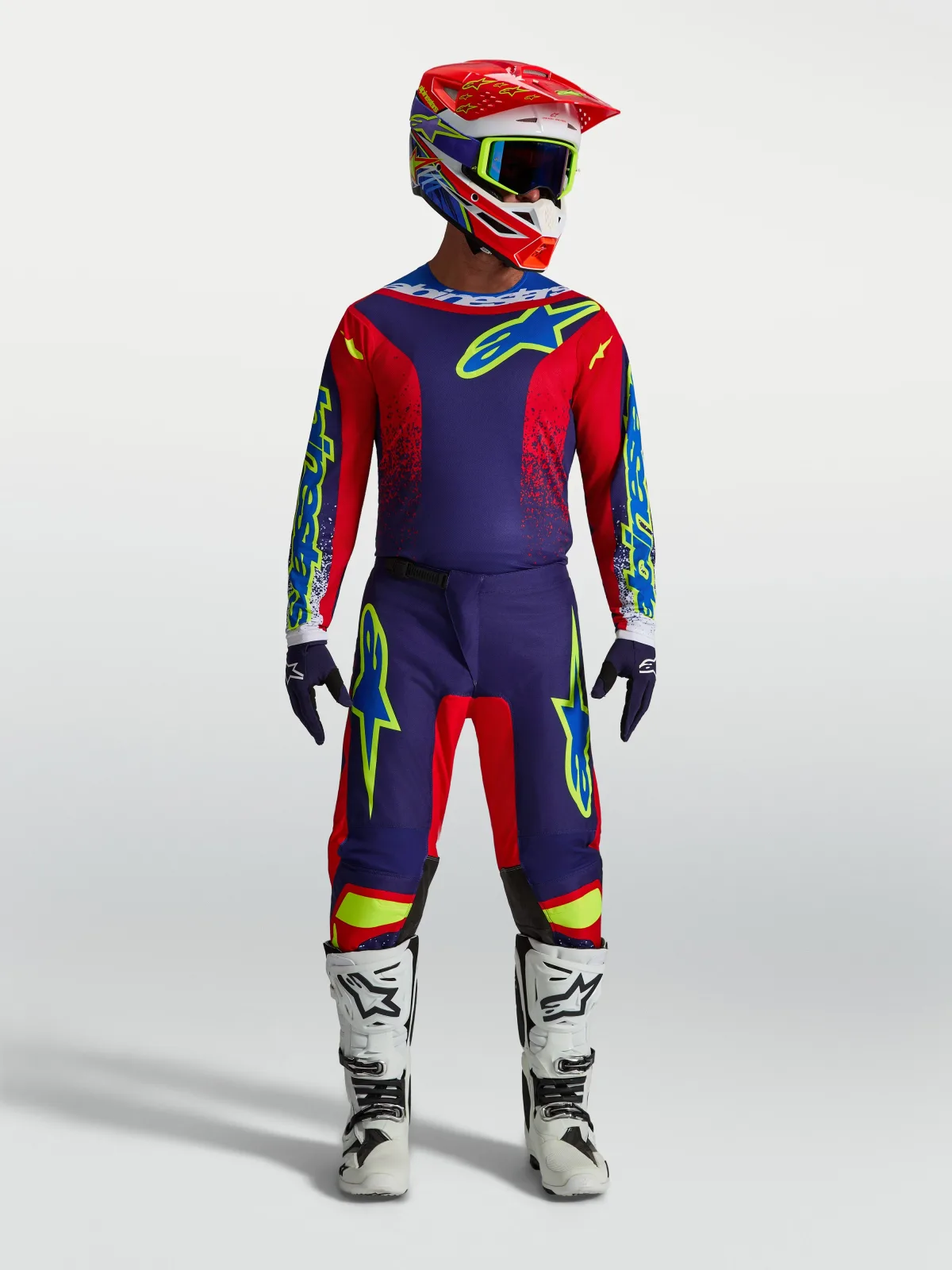 Мотокрос джърси Alpinestars Fluid Drag Blue Navy Fire Red White