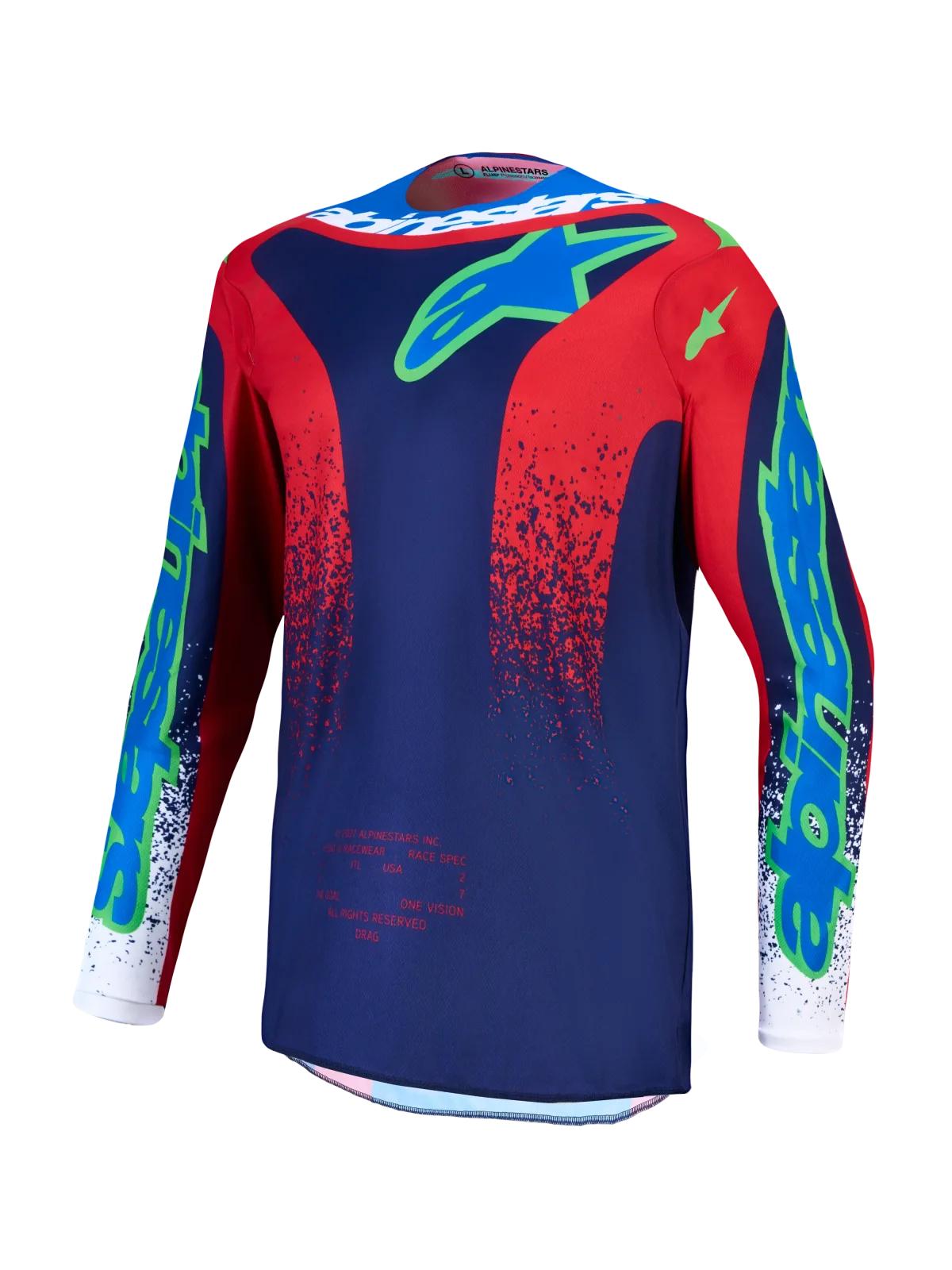 Мотокрос джърси Alpinestars Fluid Drag Blue Navy Fire Red White