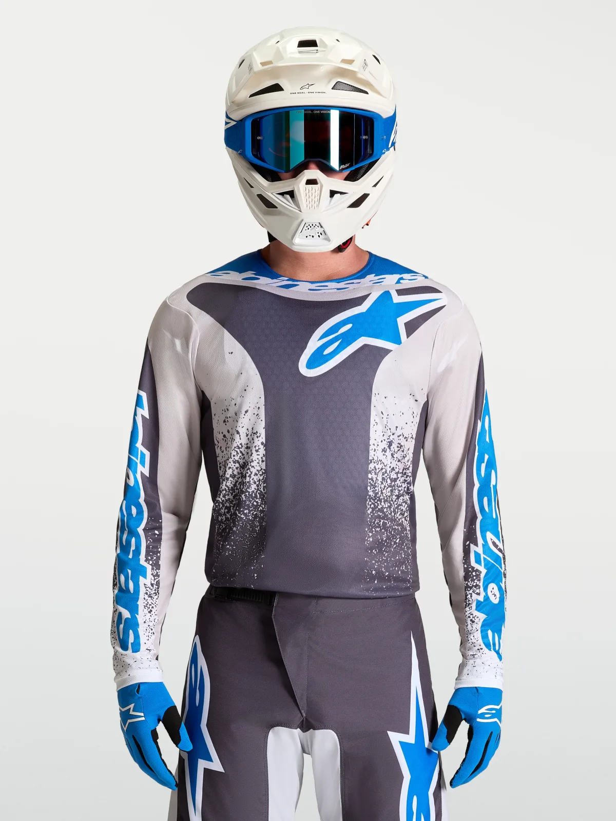 Мотокрос джърси Alpinestars Fluid Drag Graystone Light Lilac Ucla Blue