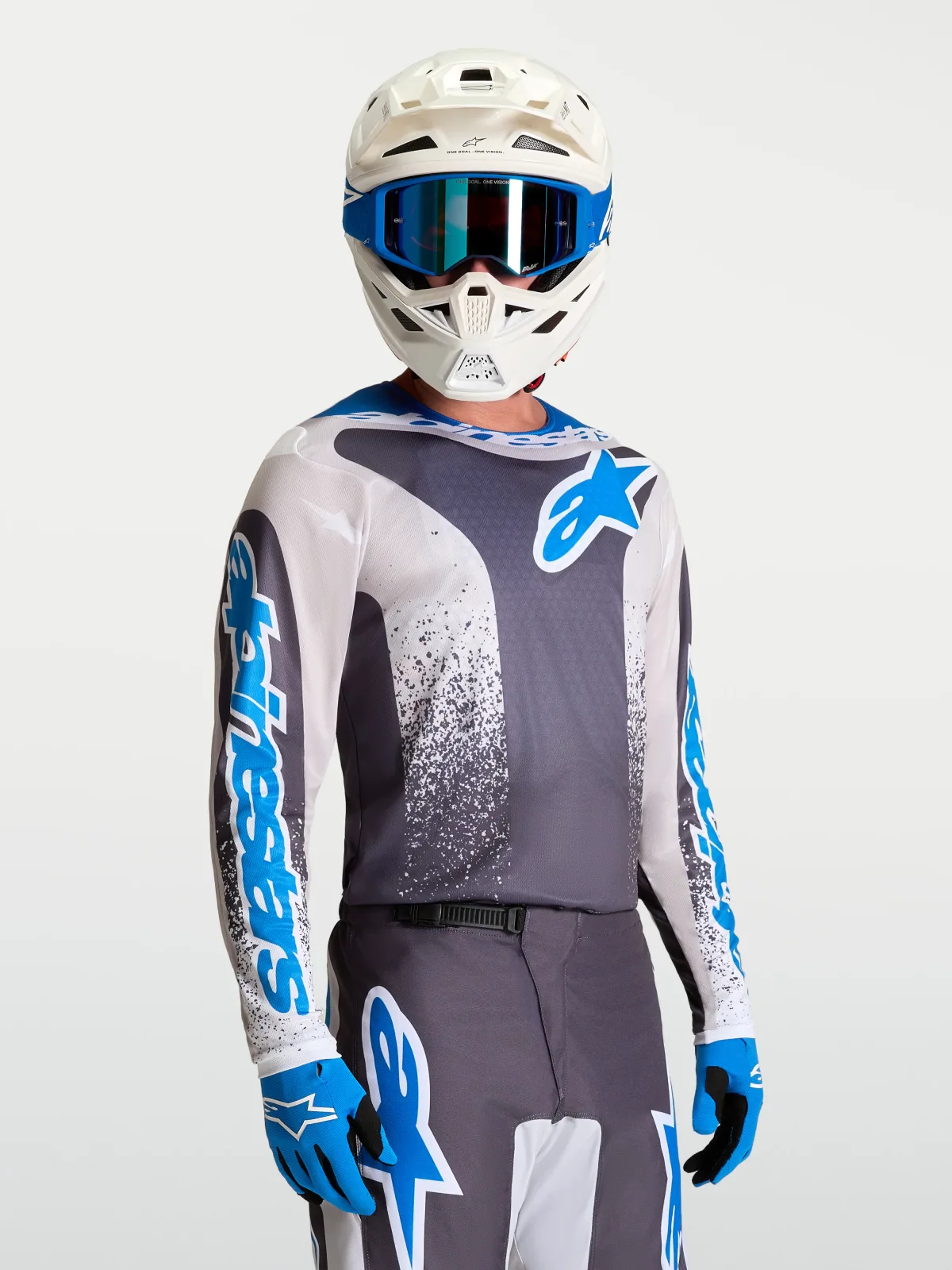 Мотокрос джърси Alpinestars Fluid Drag Graystone Light Lilac Ucla Blue