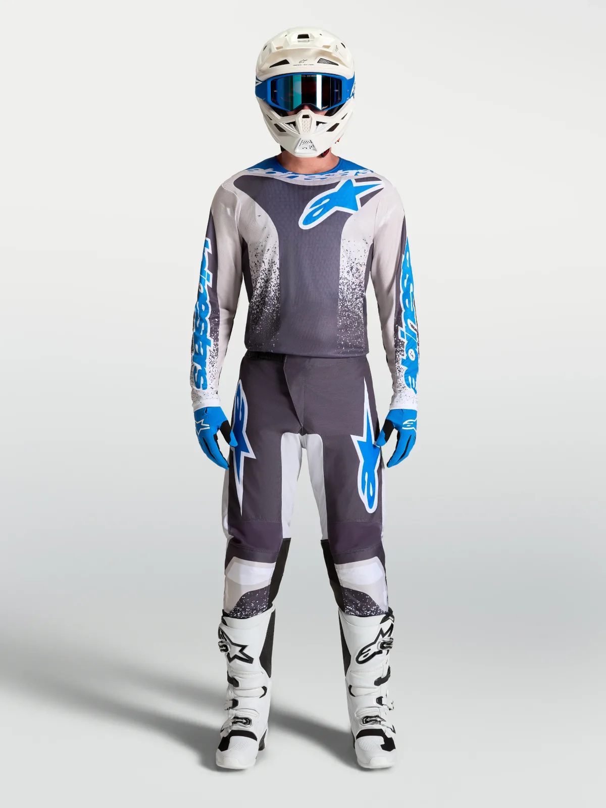 Мотокрос джърси Alpinestars Fluid Drag Graystone Light Lilac Ucla Blue