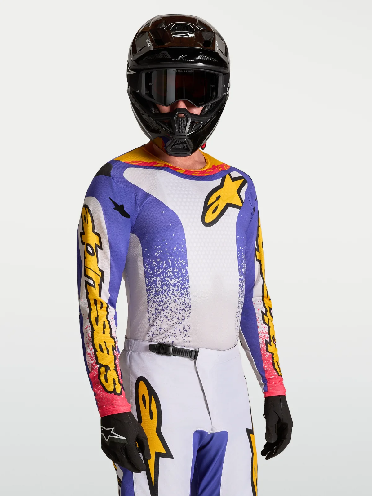 Мотокрос джърси Alpinestars Fluid Drag Light Lilac Blue Iris Gold