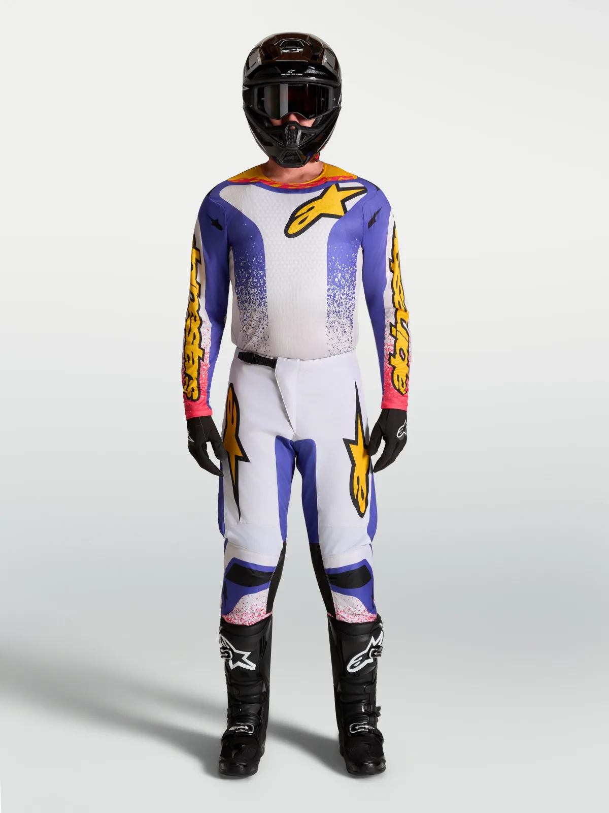 Мотокрос джърси Alpinestars Fluid Drag Light Lilac Blue Iris Gold