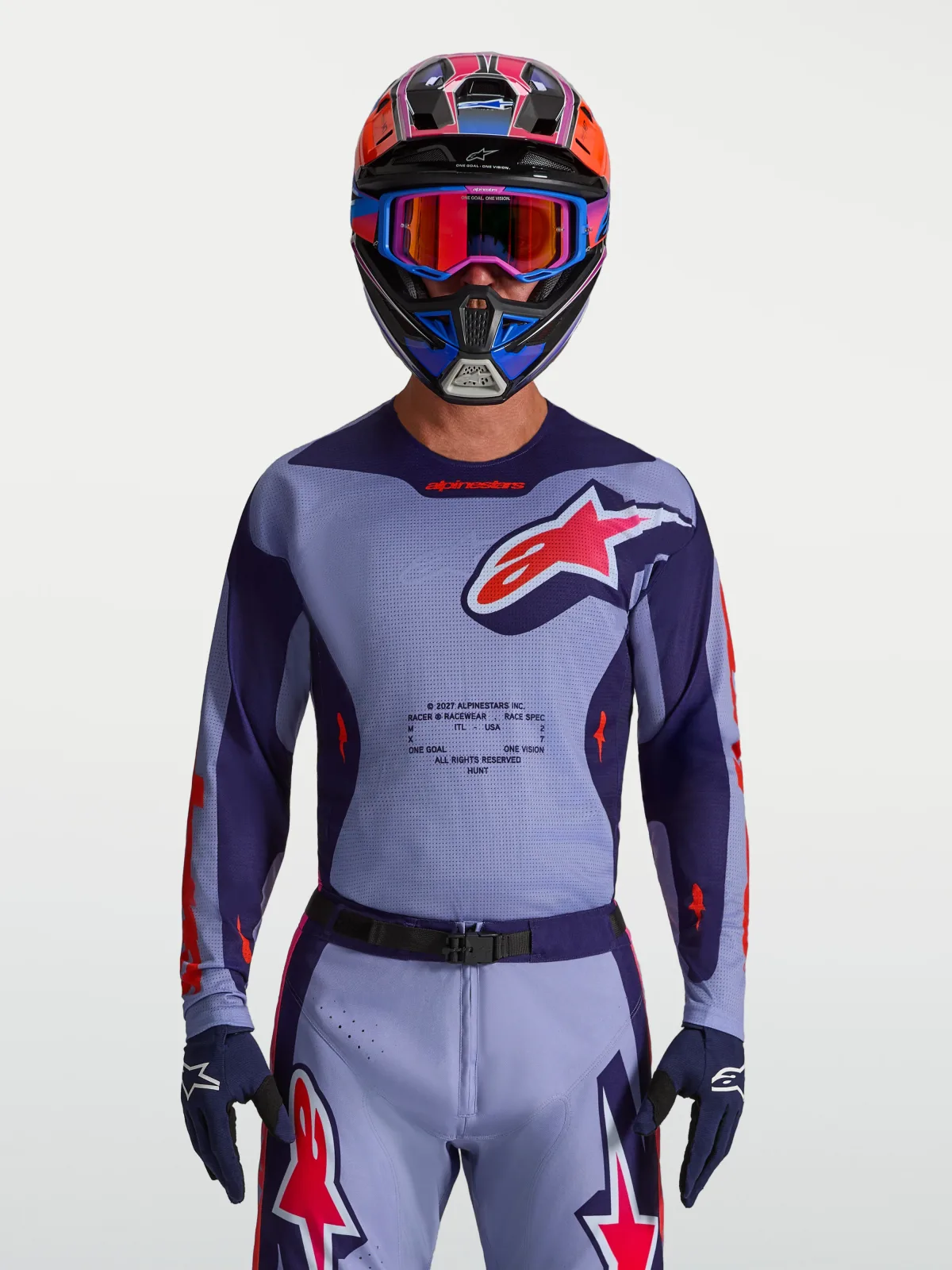 Мотокрос джърси Alpinestars Racer Air Hunt Light Violet Deep Purple Pink Fluo