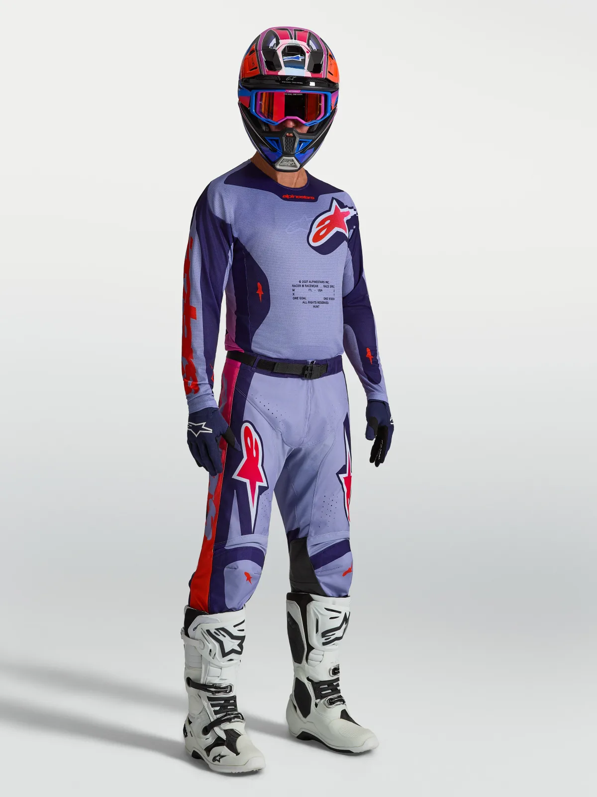 Мотокрос джърси Alpinestars Racer Air Hunt Light Violet Deep Purple Pink Fluo