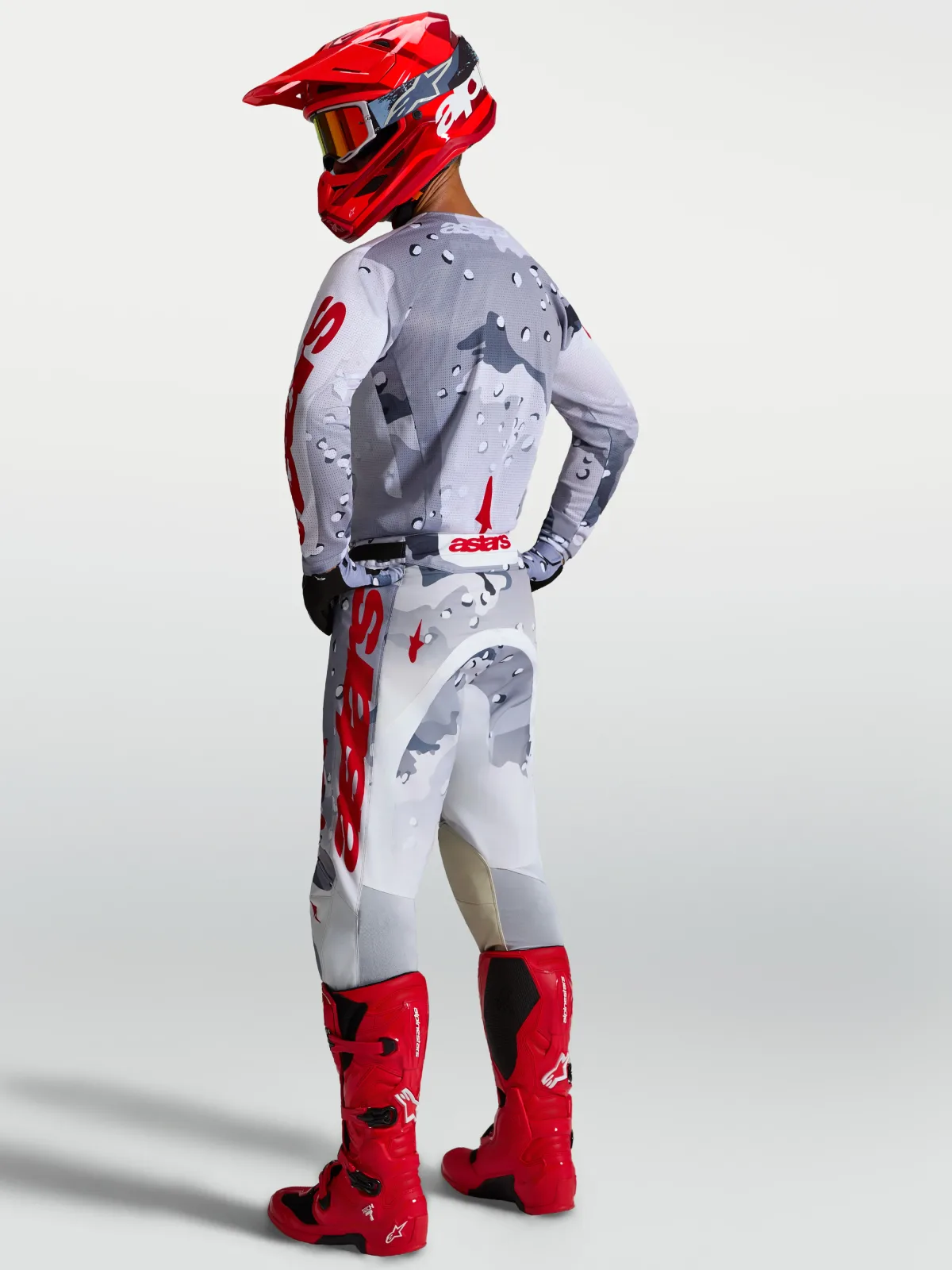 Мотокрос джърси Alpinestars Racer Air Lone Gray Camo White Fire Red