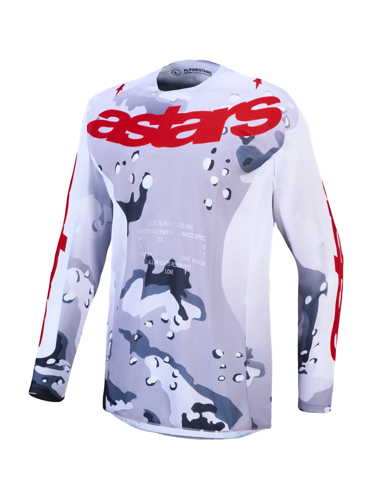 Мотокрос джърси Alpinestars Racer Air Lone Gray Camo White Fire Red