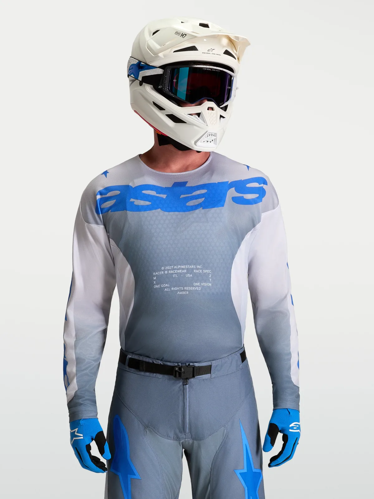 Мотокрос джърси Alpinestars Racer Amber Ash Gray Light Lilac Ucla Blue