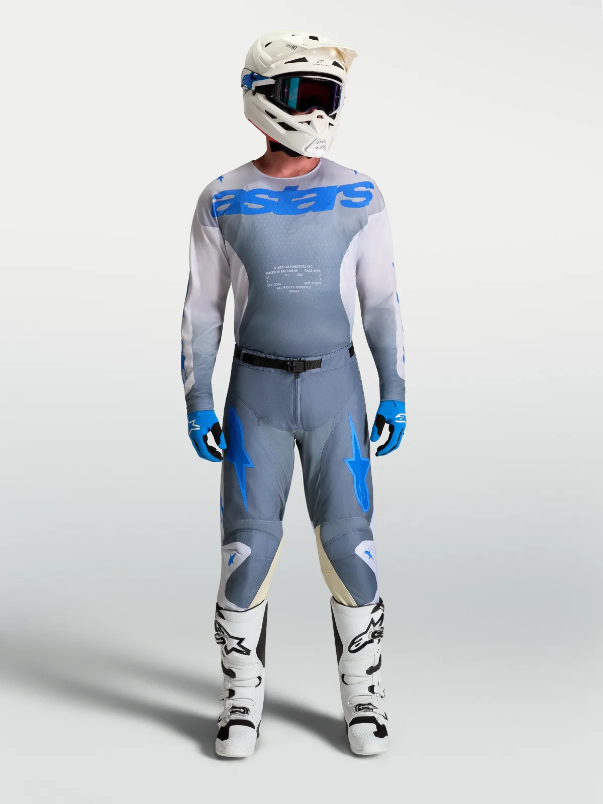 Мотокрос джърси Alpinestars Racer Amber Ash Gray Light Lilac Ucla Blue