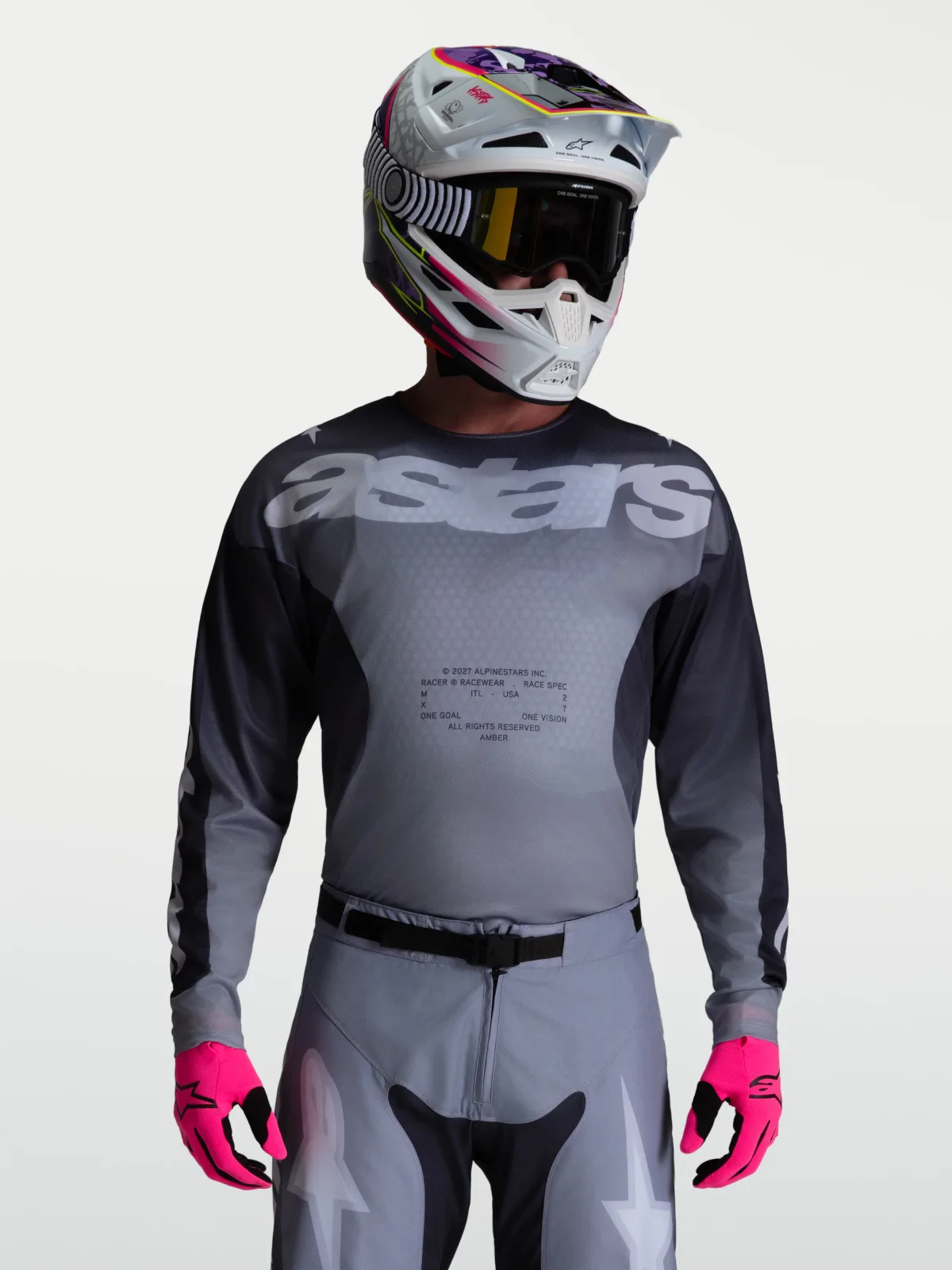 Мотокрос джърси Alpinestars Racer Amber Graystone Cold Gray Light Lilac