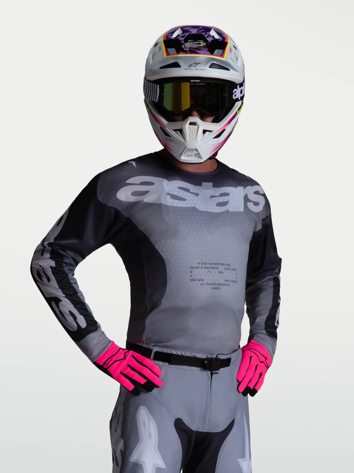 Мотокрос джърси Alpinestars Racer Amber Graystone Cold Gray Light Lilac