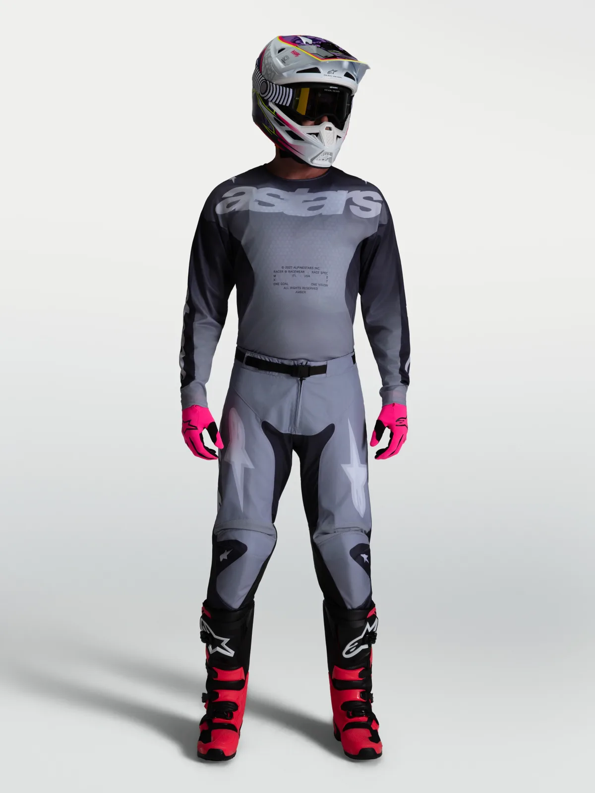 Мотокрос джърси Alpinestars Racer Amber Graystone Cold Gray Light Lilac