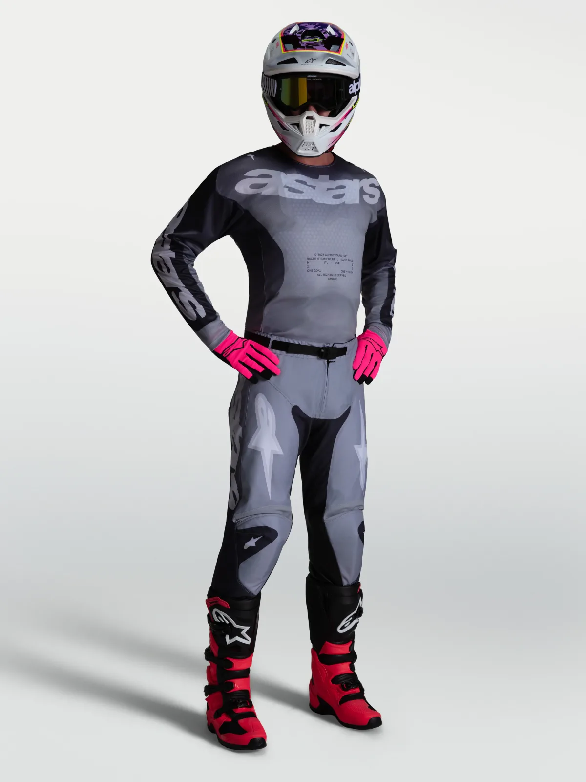 Мотокрос джърси Alpinestars Racer Amber Graystone Cold Gray Light Lilac