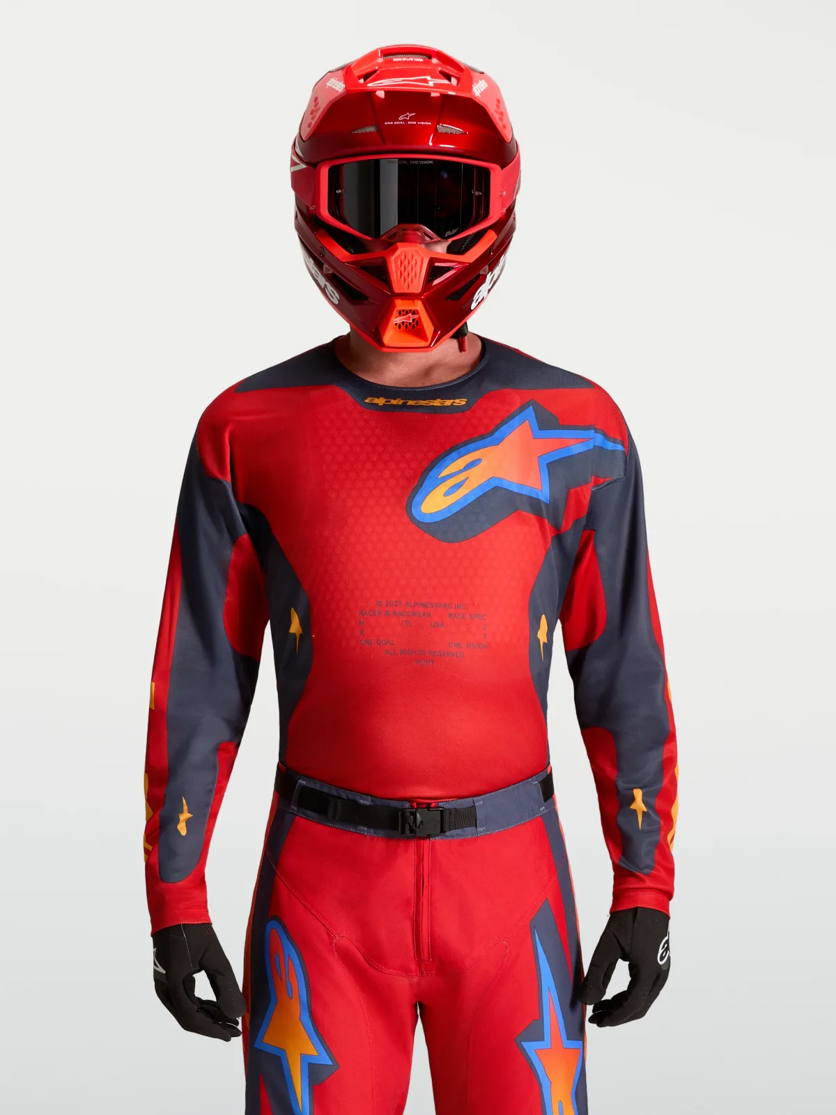 Мотокрос джърси Alpinestars Racer Hunt Fire Red Graystone Hot Coral