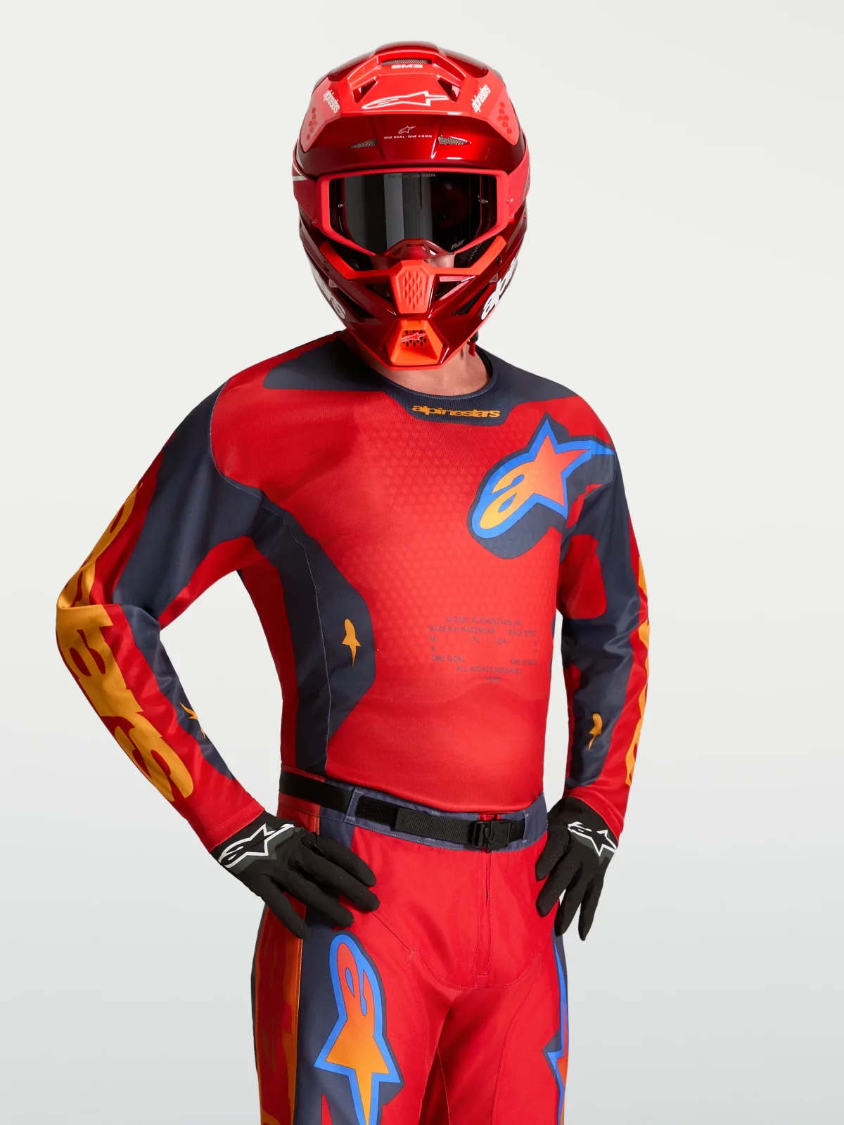Мотокрос джърси Alpinestars Racer Hunt Fire Red Graystone Hot Coral