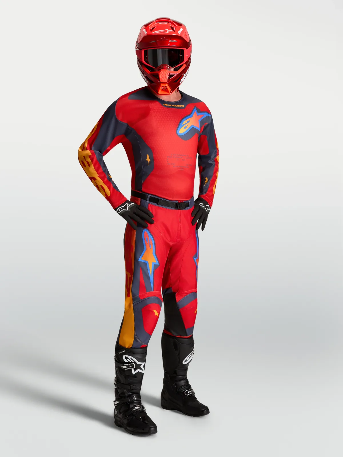 Мотокрос джърси Alpinestars Racer Hunt Fire Red Graystone Hot Coral