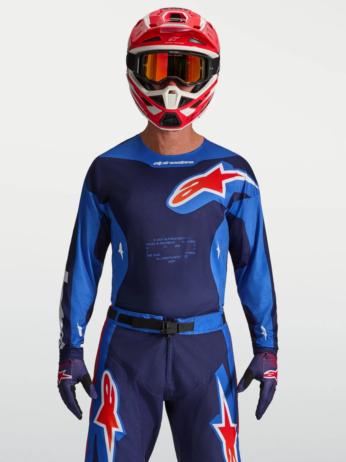 Мотокрос джърси Alpinestars Racer Hunt Strong Blue Deep Blue Fire Red