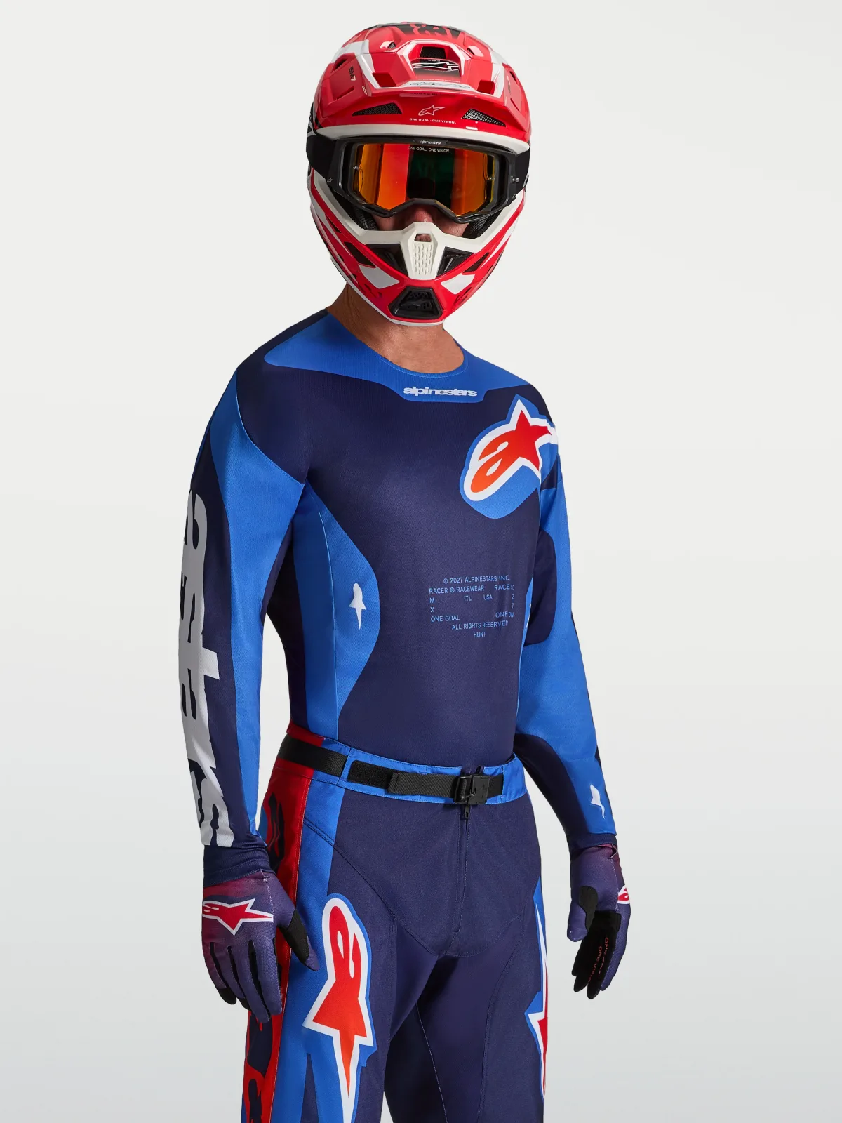 Мотокрос джърси Alpinestars Racer Hunt Strong Blue Deep Blue Fire Red