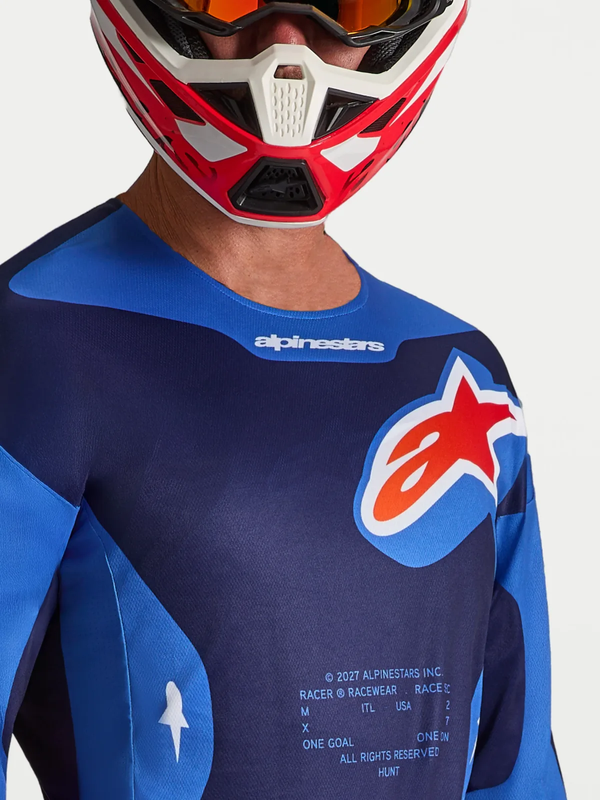 Мотокрос джърси Alpinestars Racer Hunt Strong Blue Deep Blue Fire Red