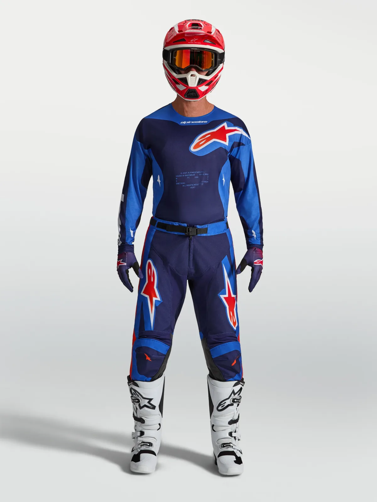 Мотокрос джърси Alpinestars Racer Hunt Strong Blue Deep Blue Fire Red