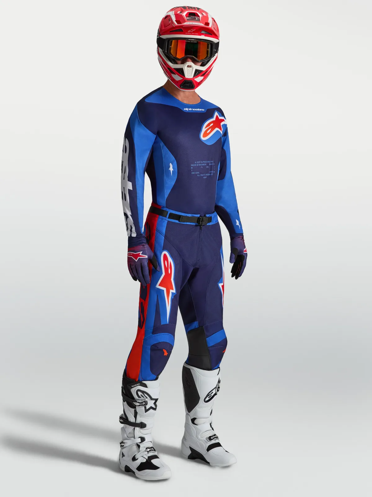 Мотокрос джърси Alpinestars Racer Hunt Strong Blue Deep Blue Fire Red