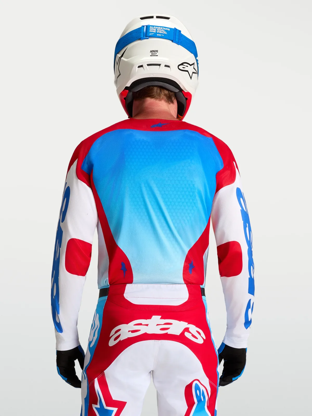 Мотокрос джърси Alpinestars Racer Hunt White Fire Red Ucla Blue