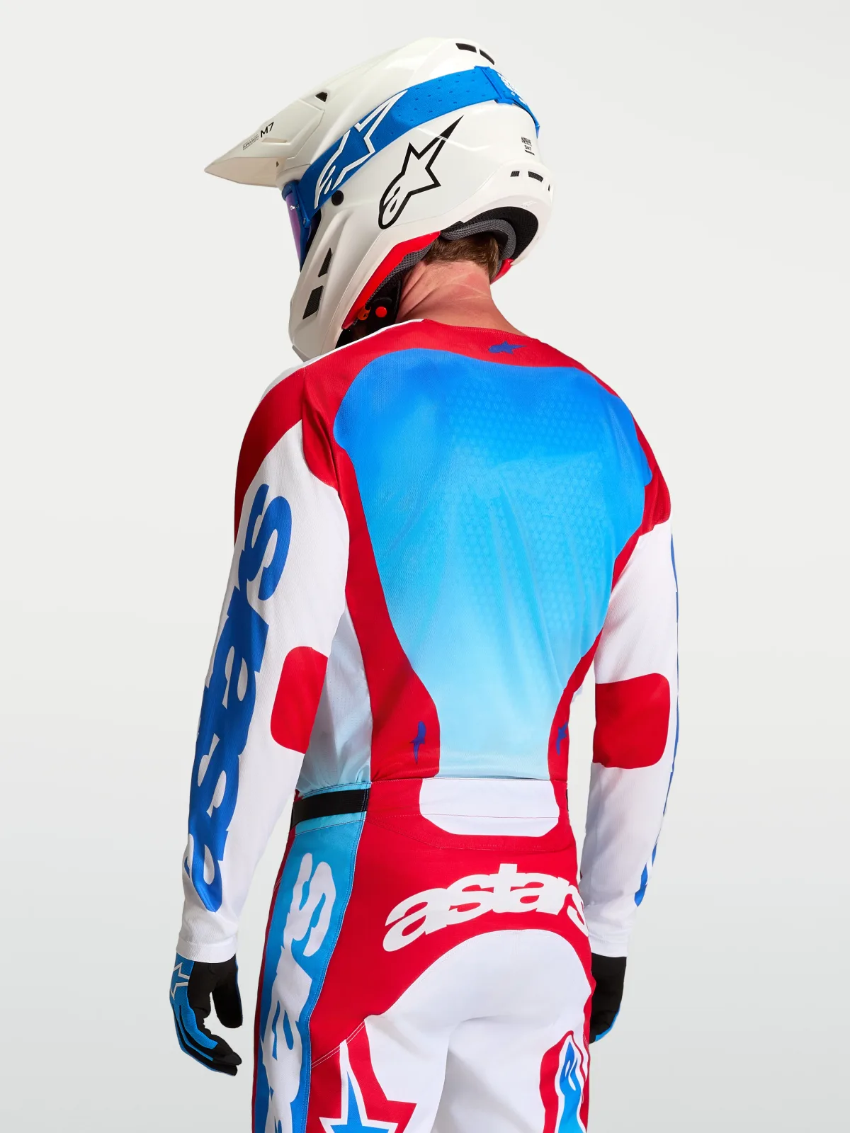 Мотокрос джърси Alpinestars Racer Hunt White Fire Red Ucla Blue