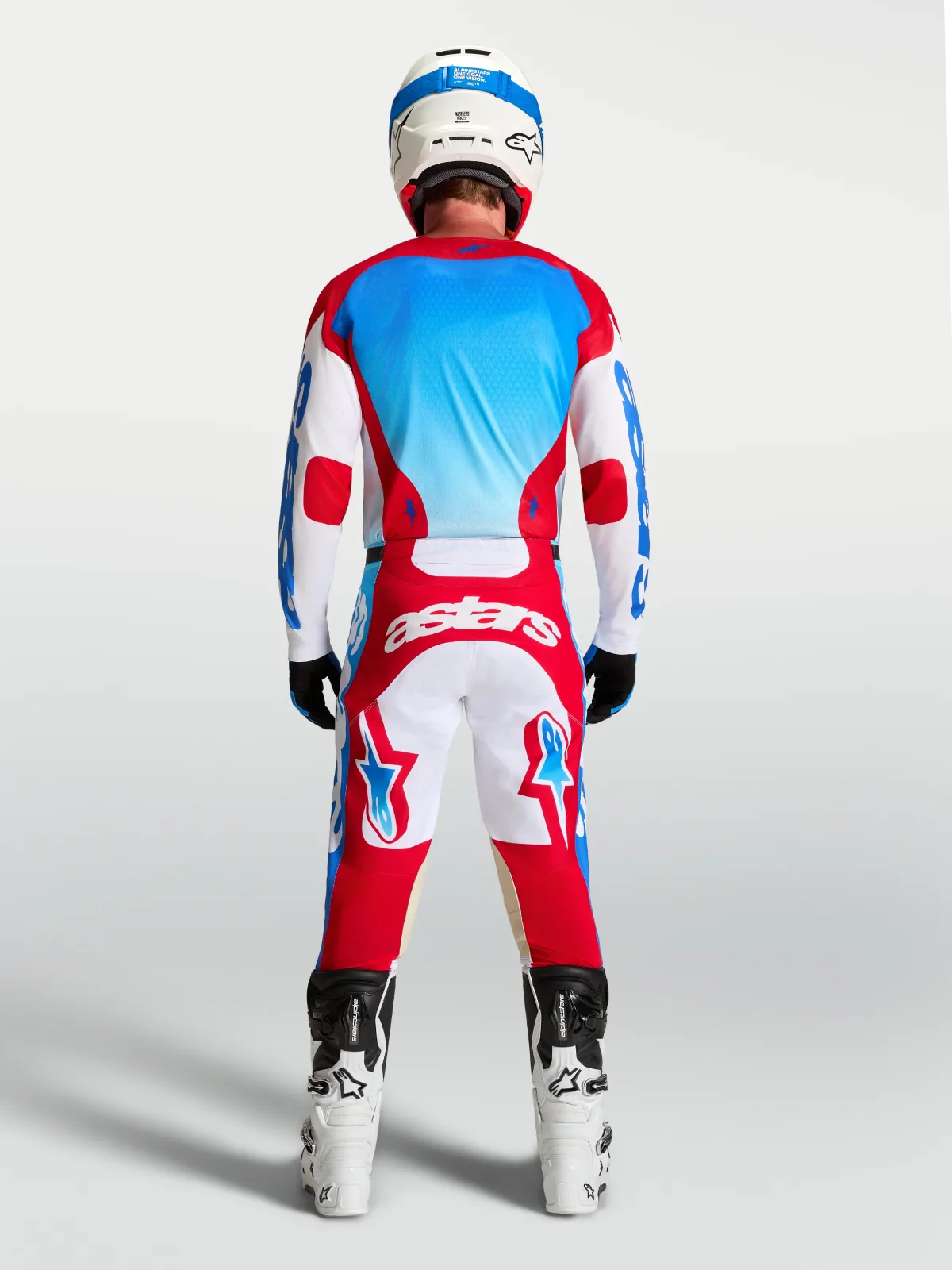 Мотокрос джърси Alpinestars Racer Hunt White Fire Red Ucla Blue
