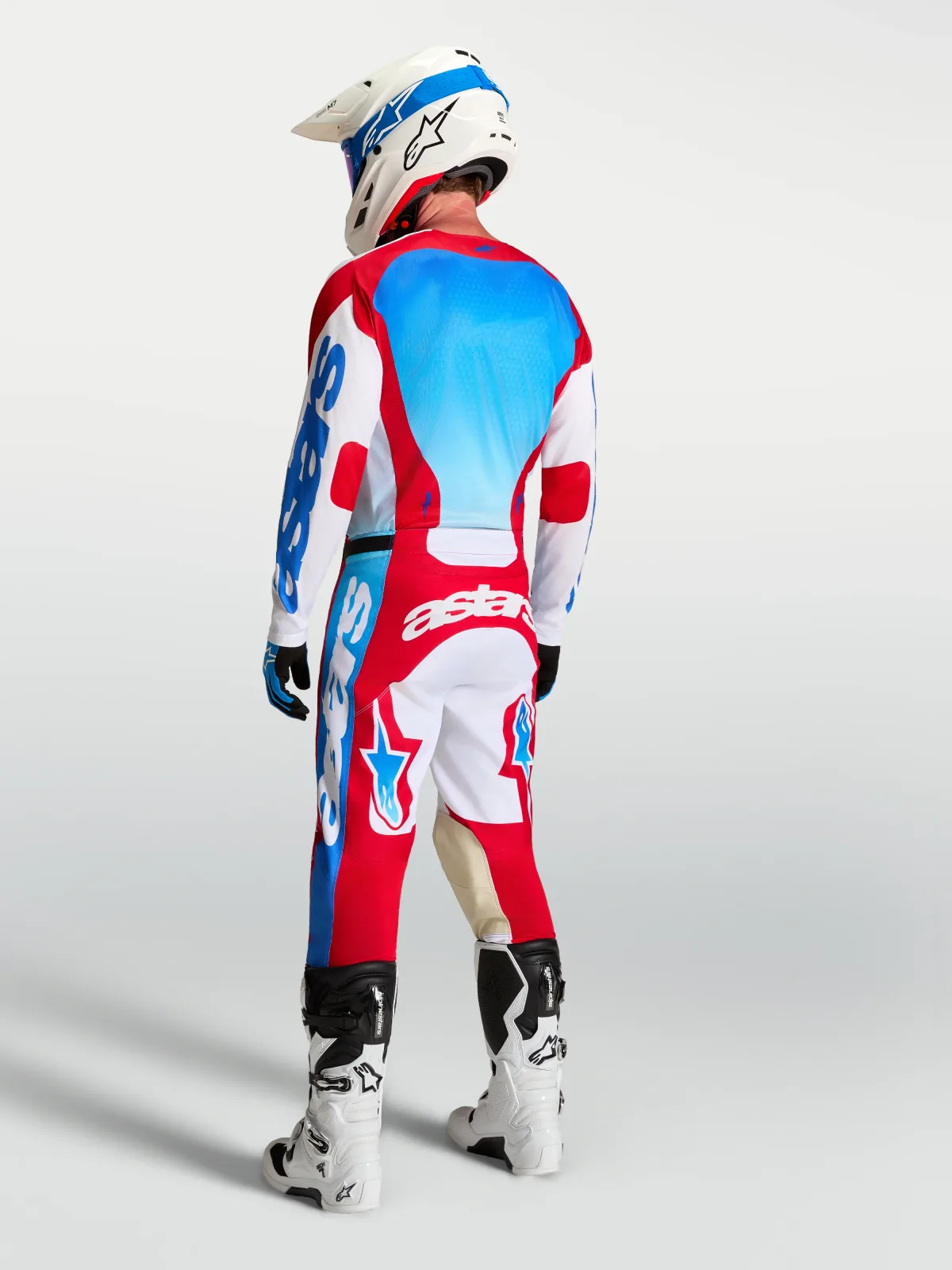 Мотокрос джърси Alpinestars Racer Hunt White Fire Red Ucla Blue