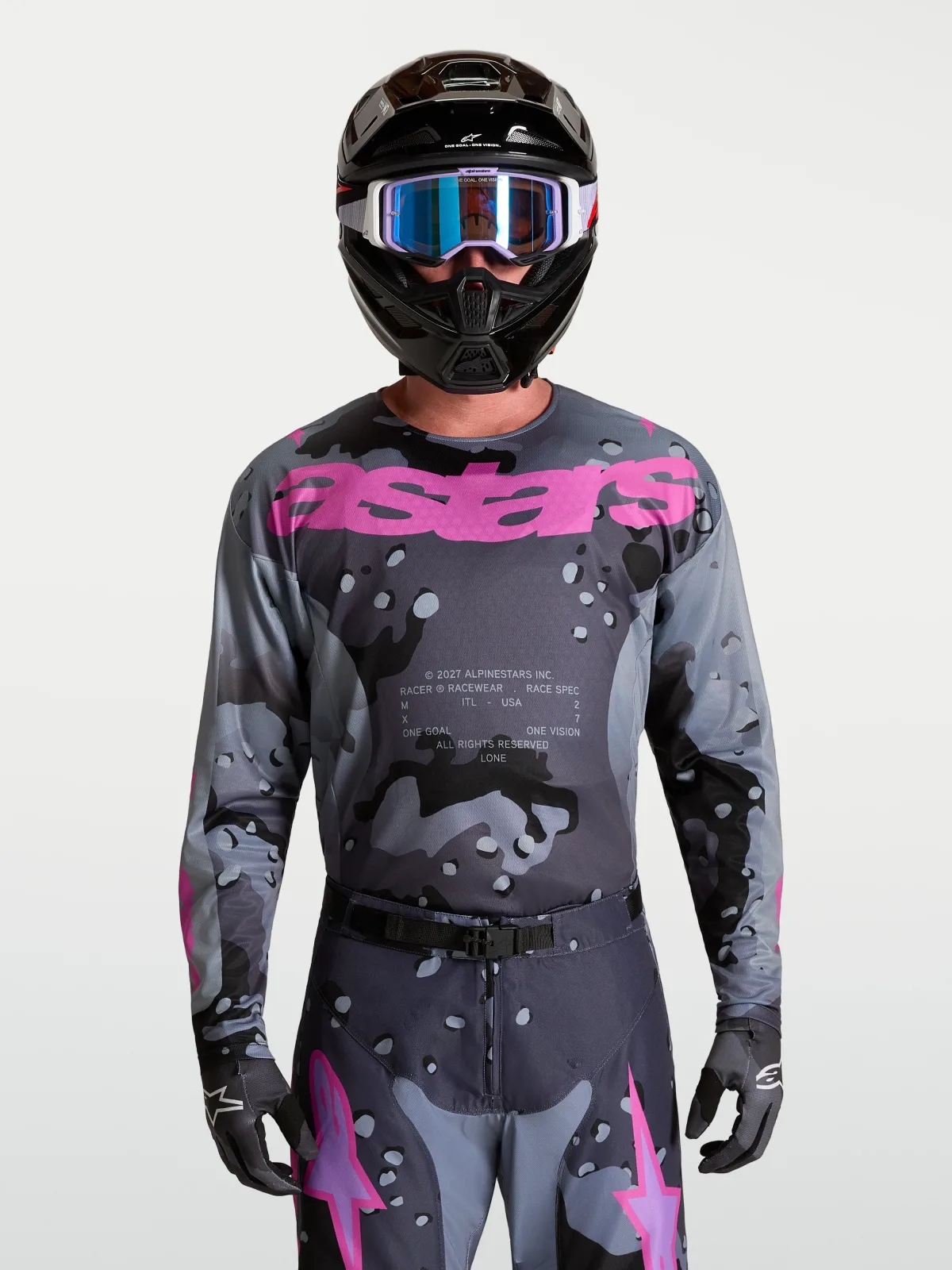 Мотокрос джърси Alpinestars Racer Lone Gray Camo Purple