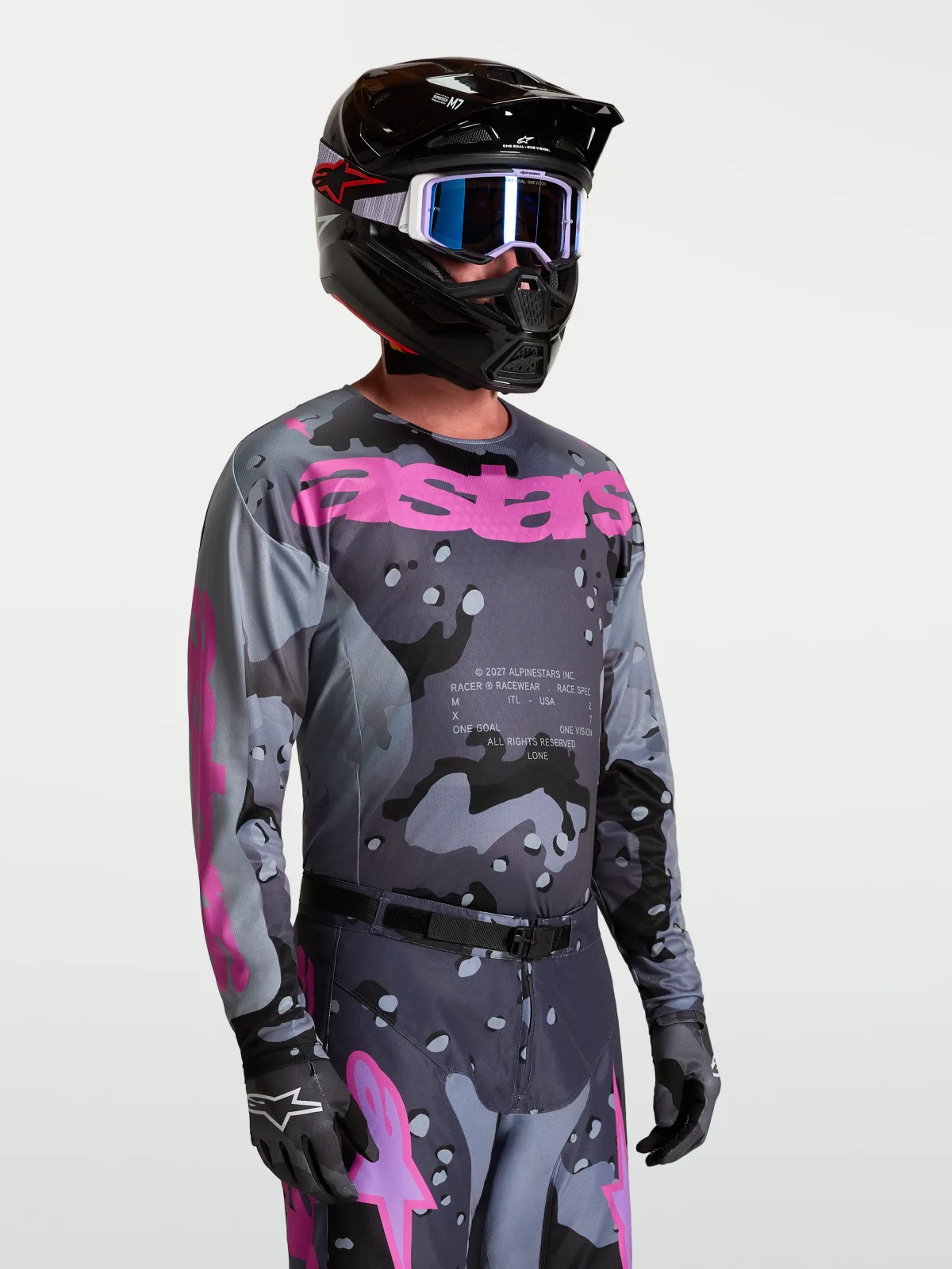 Мотокрос джърси Alpinestars Racer Lone Gray Camo Purple
