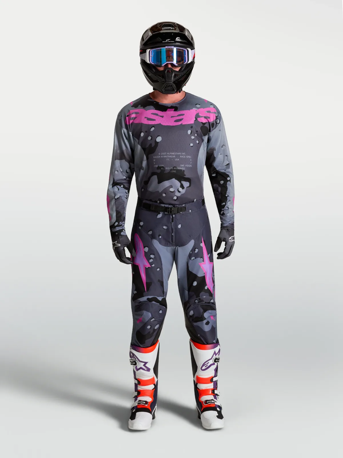 Мотокрос джърси Alpinestars Racer Lone Gray Camo Purple