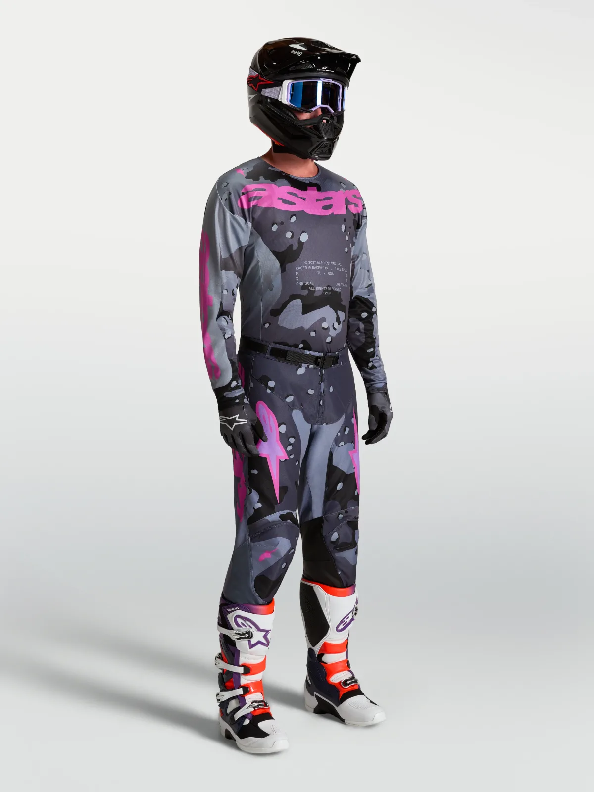 Мотокрос джърси Alpinestars Racer Lone Gray Camo Purple
