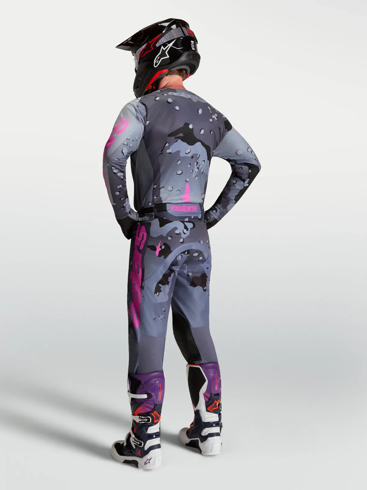 Мотокрос джърси Alpinestars Racer Lone Gray Camo Purple
