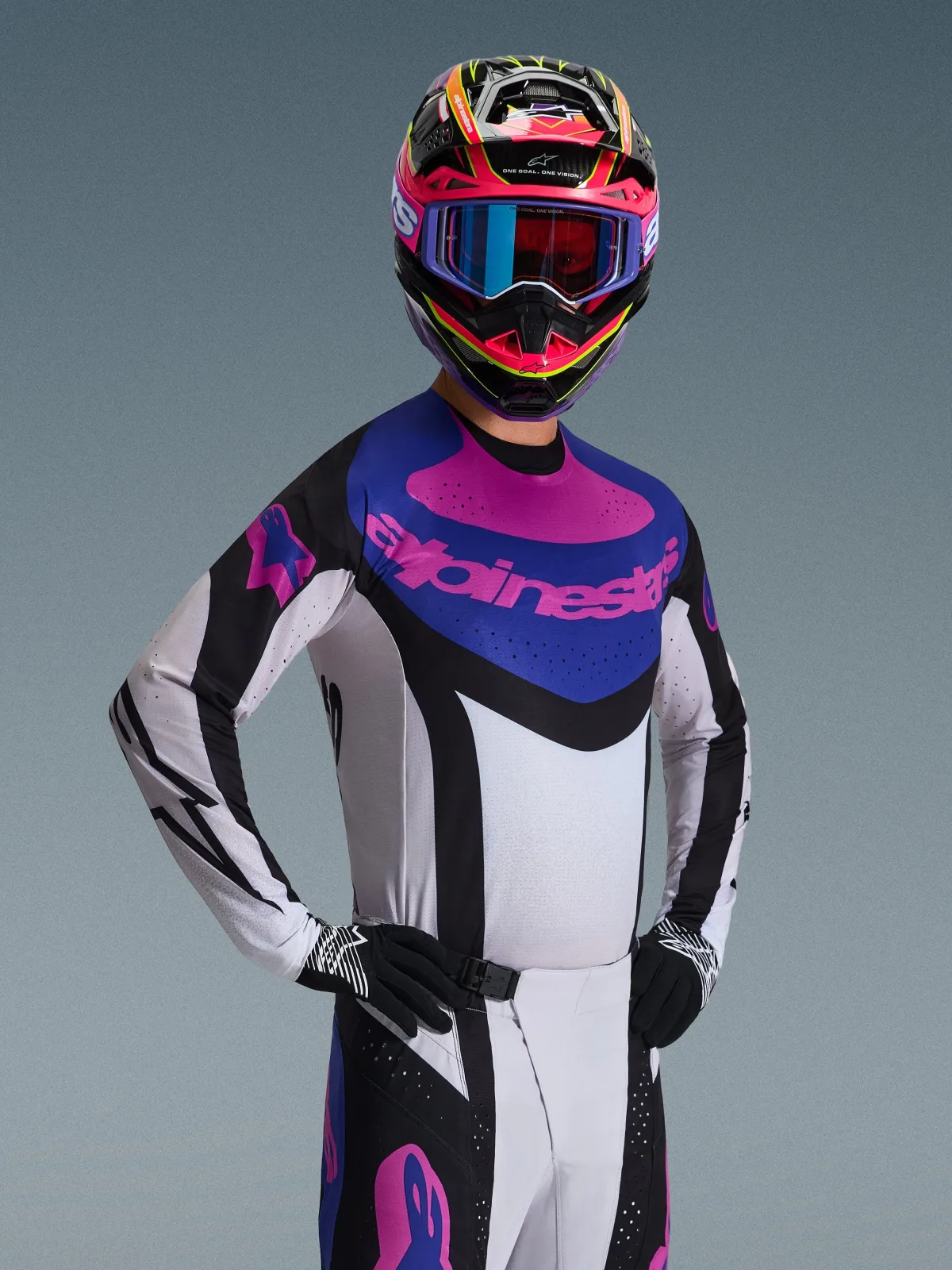 Мотокрос джърси Alpinestars Techstar Knif Black Light Gray Purple