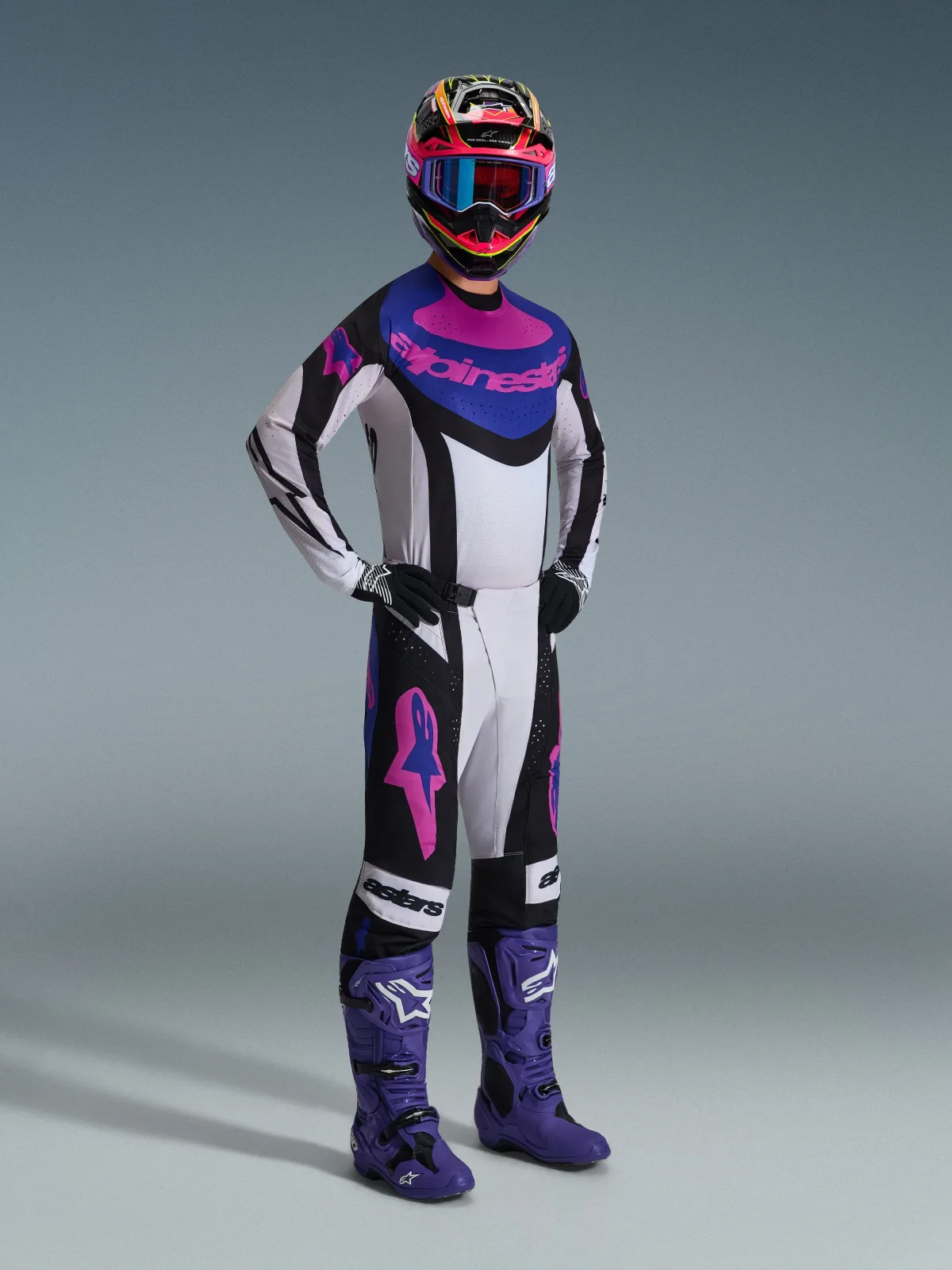 Мотокрос джърси Alpinestars Techstar Knif Black Light Gray Purple