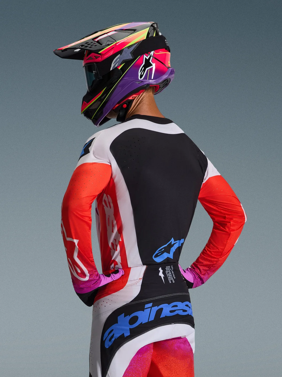 Мотокрос джърси Alpinestars Techstar Knif Light Gray Orange Fluo Black