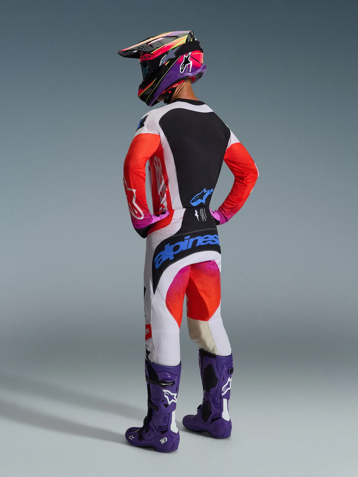 Мотокрос джърси Alpinestars Techstar Knif Light Gray Orange Fluo Black