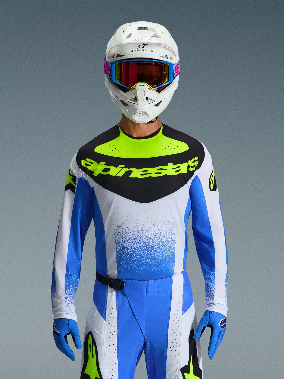 Мотокрос джърси Alpinestars Techstar Knif Ucla Blue Black Yellow Fluo