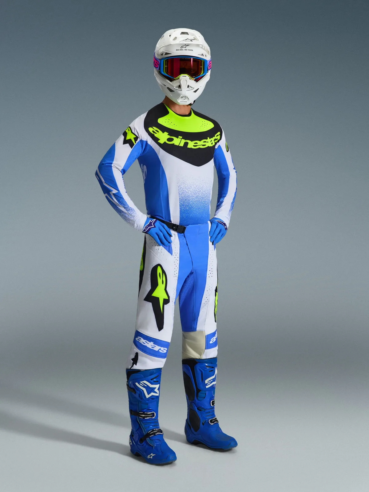Мотокрос джърси Alpinestars Techstar Knif Ucla Blue Black Yellow Fluo