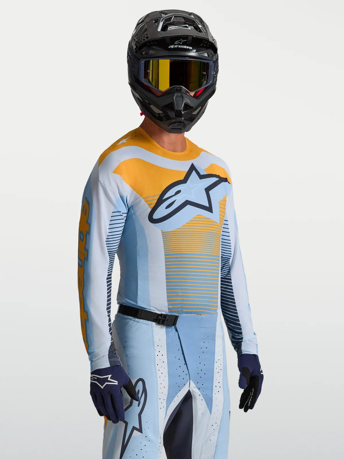 Мотокрос джърси Alpinestars Techstar Maven Dust Blue Tangerine Black