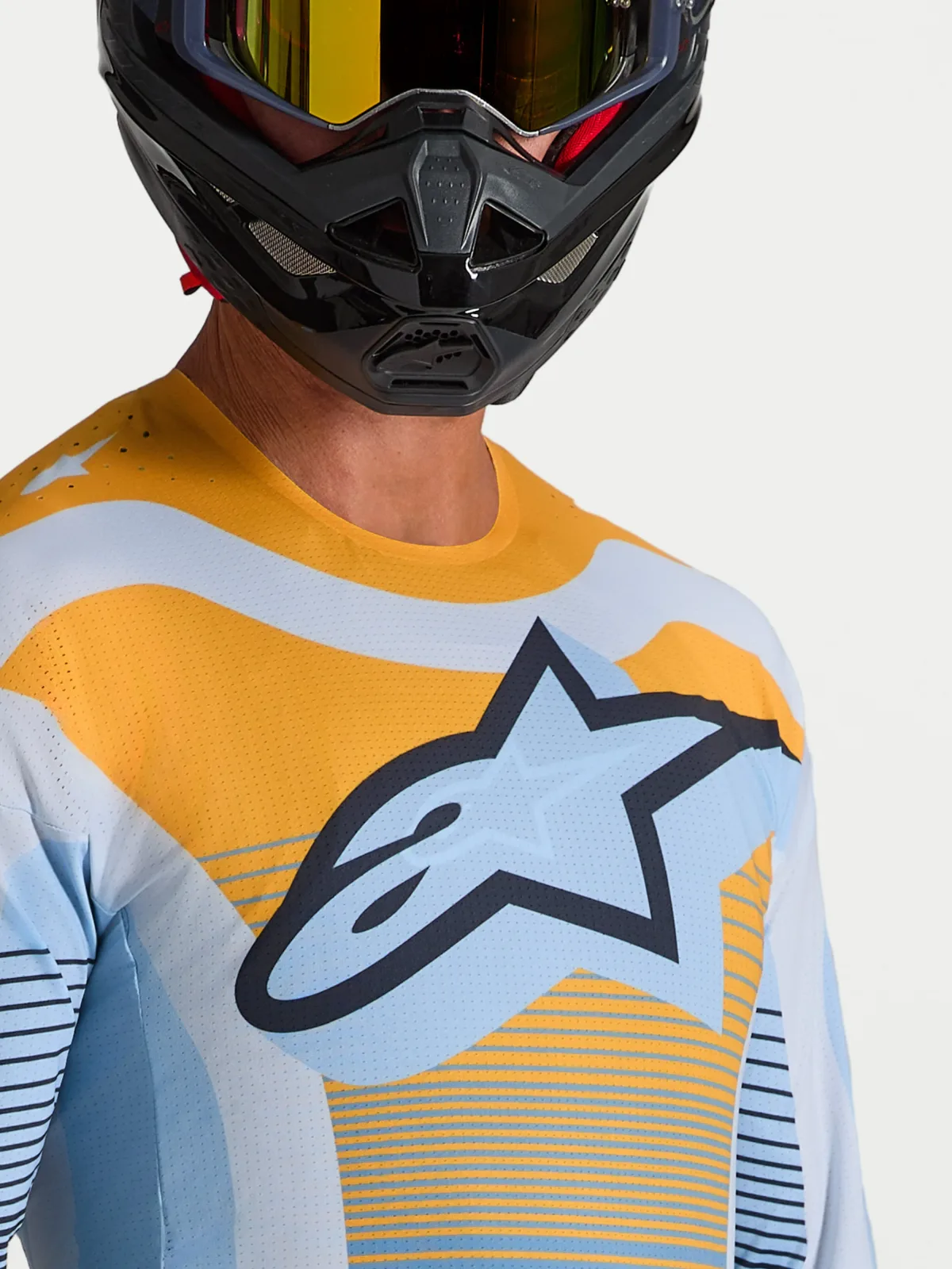 Мотокрос джърси Alpinestars Techstar Maven Dust Blue Tangerine Black