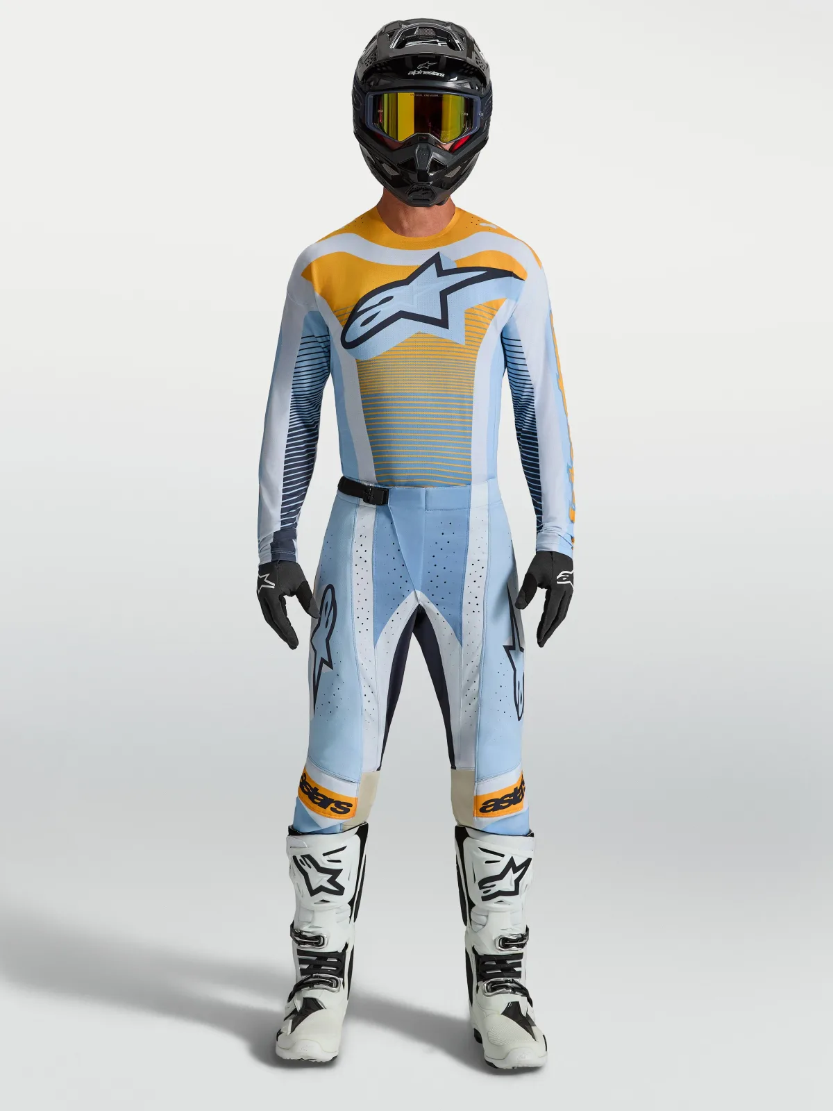 Мотокрос джърси Alpinestars Techstar Maven Dust Blue Tangerine Black