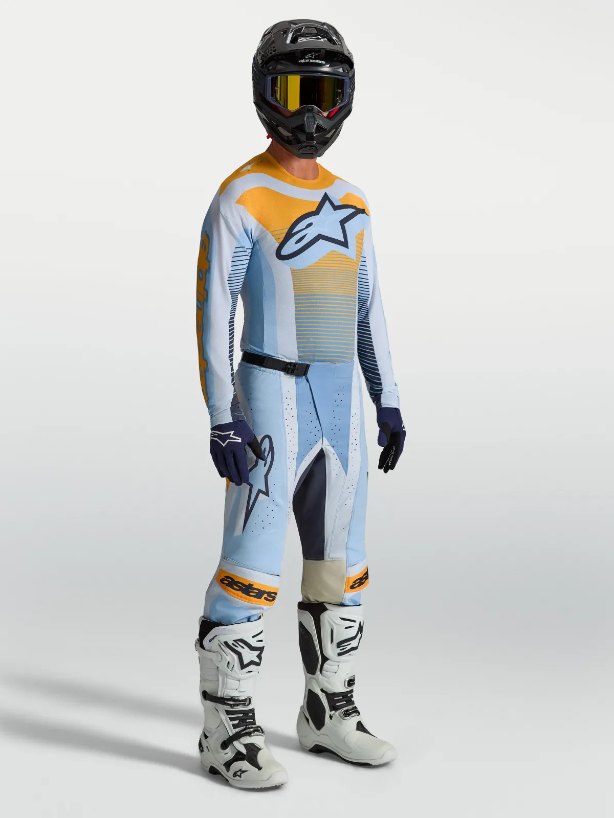 Мотокрос джърси Alpinestars Techstar Maven Dust Blue Tangerine Black