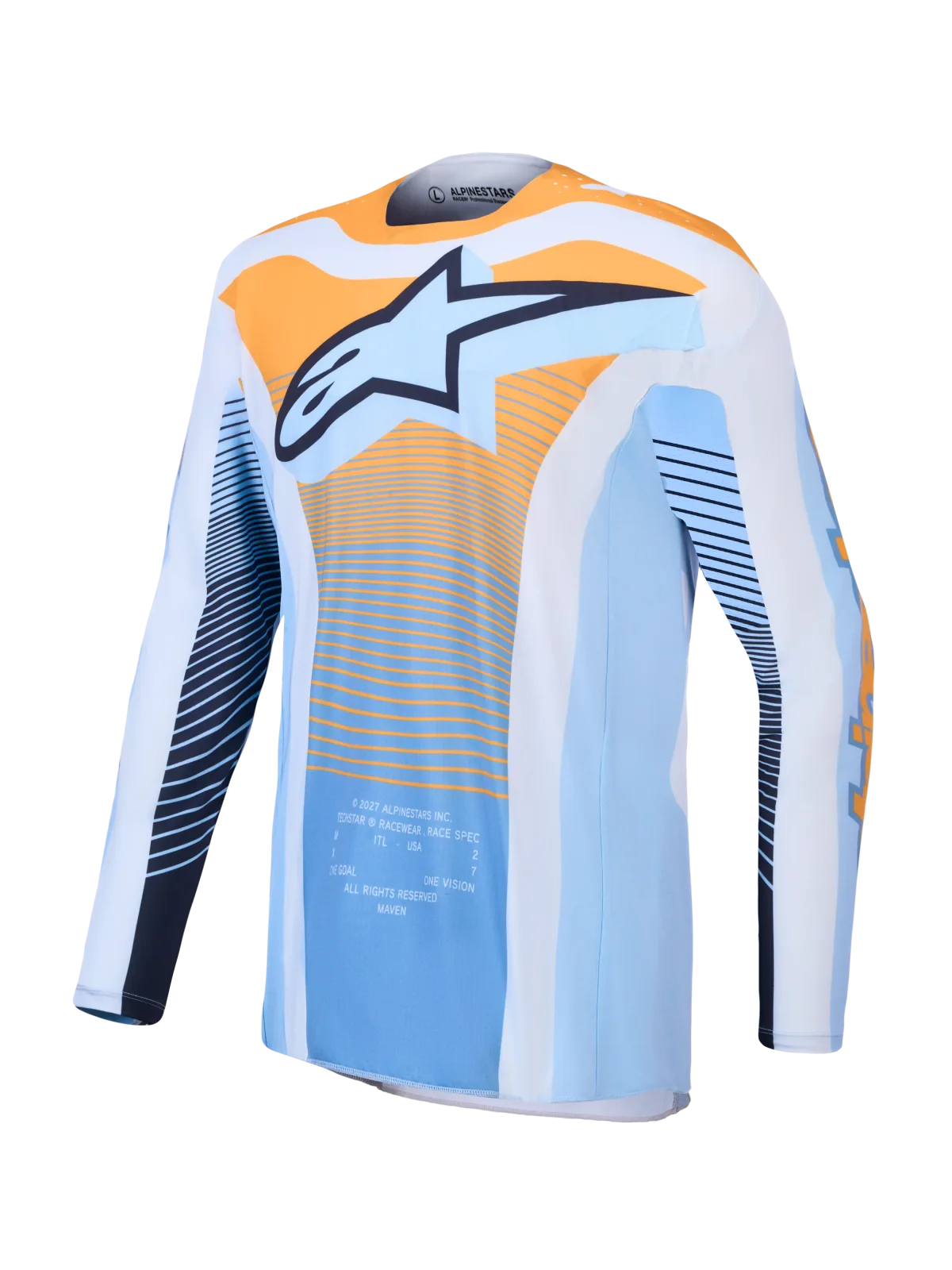 Мотокрос джърси Alpinestars Techstar Maven Dust Blue Tangerine Black