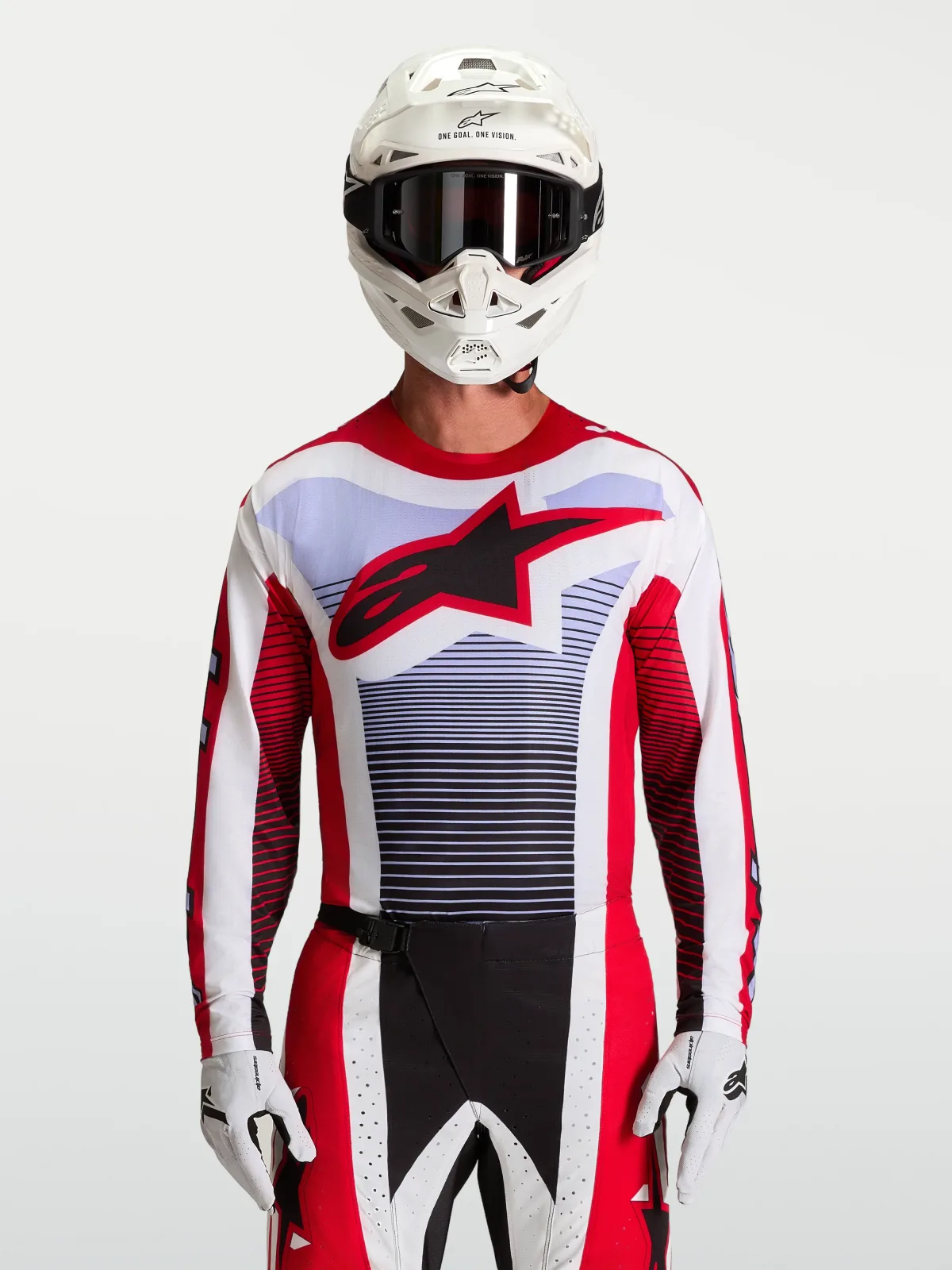 Мотокрос джърси Alpinestars Techstar Maven Fire Red White Lavender Black