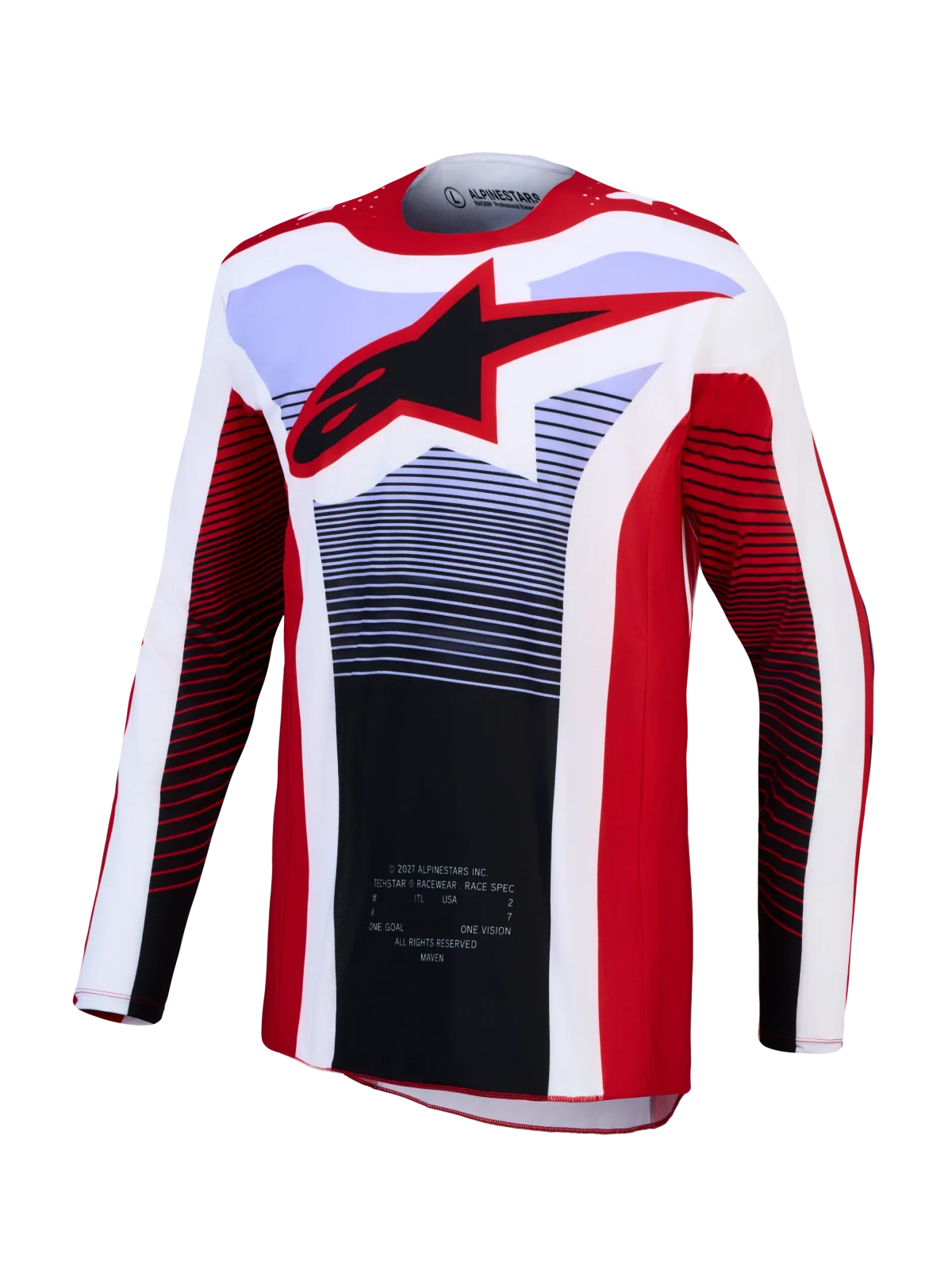 Мотокрос джърси Alpinestars Techstar Maven Fire Red White Lavender Black