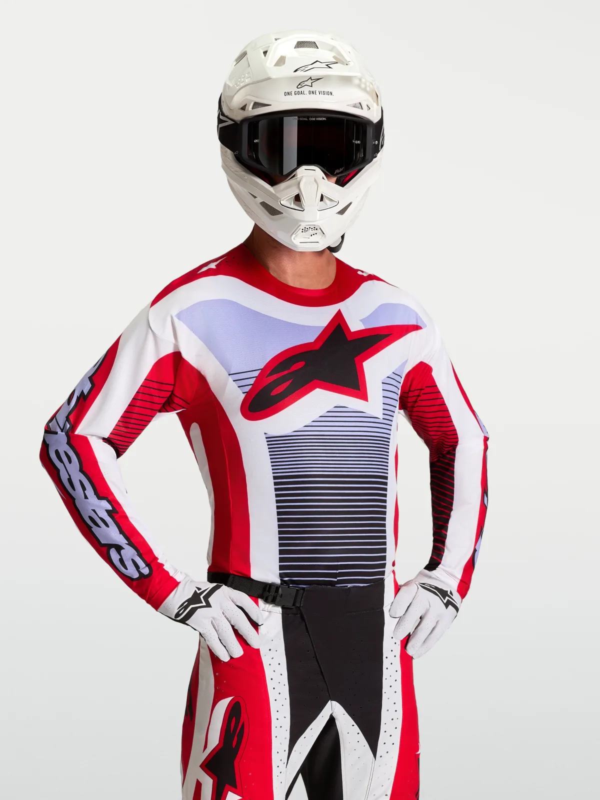 Мотокрос джърси Alpinestars Techstar Maven Fire Red White Lavender Black