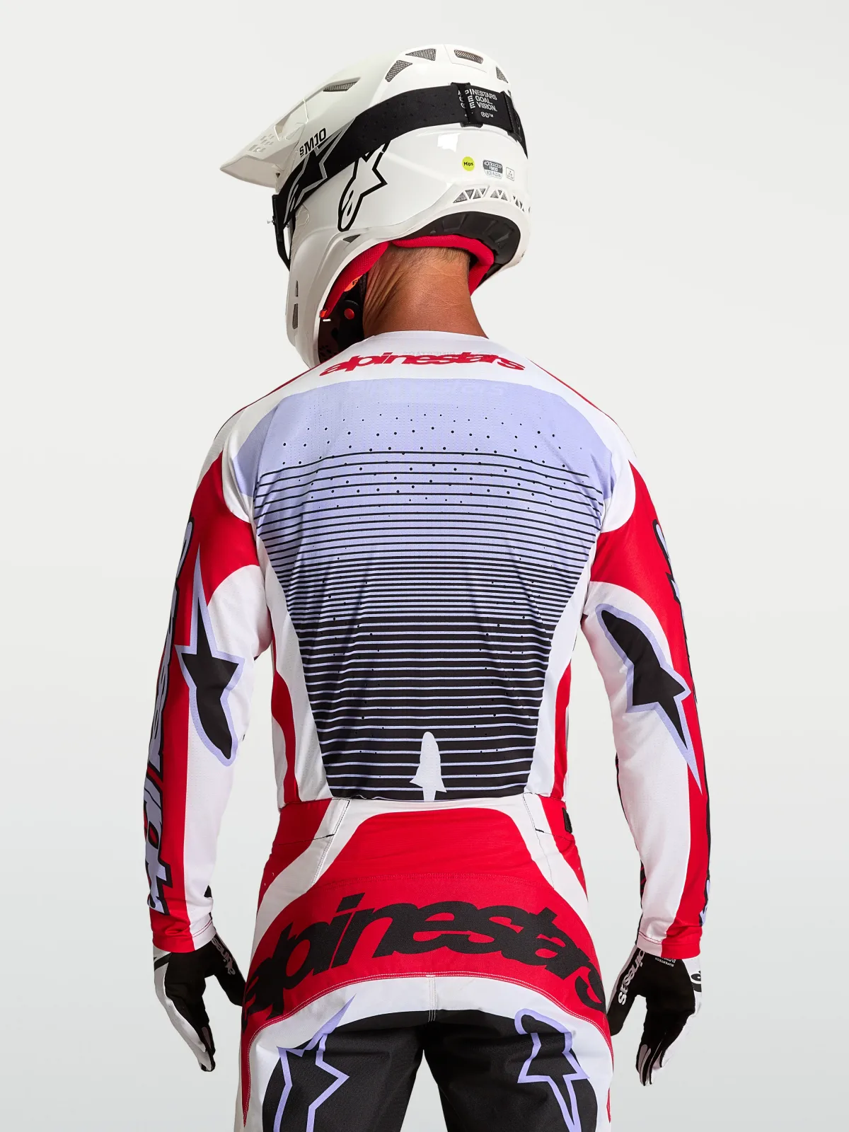 Мотокрос джърси Alpinestars Techstar Maven Fire Red White Lavender Black