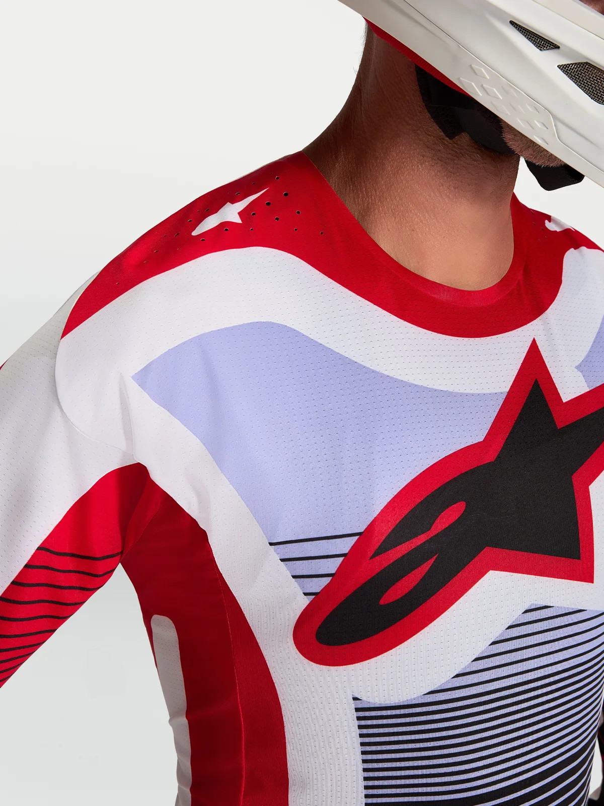 Мотокрос джърси Alpinestars Techstar Maven Fire Red White Lavender Black